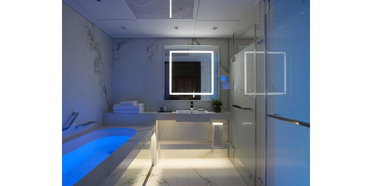 Mirror with hidden illumination and Shower Doors with Strips located in Two Bedroom Suite