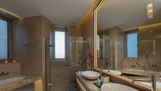 Shower Doors and Mirror located in One Bedroom Residence